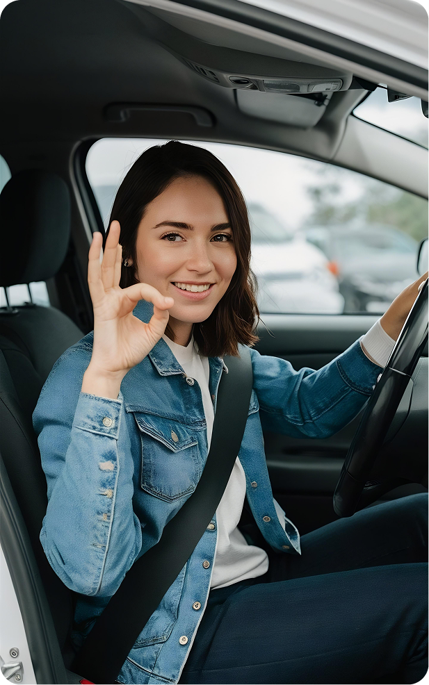 Happy driving student
