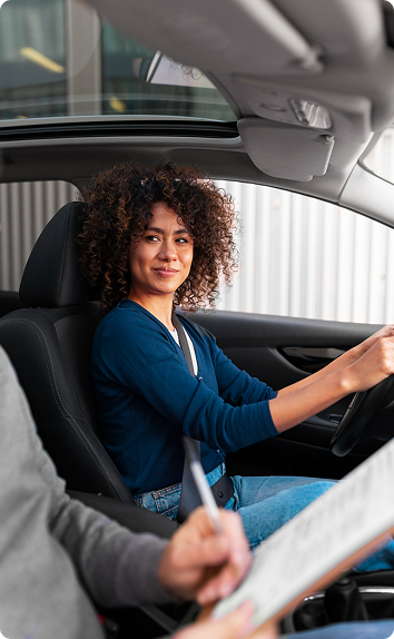 Student practicing safe driving